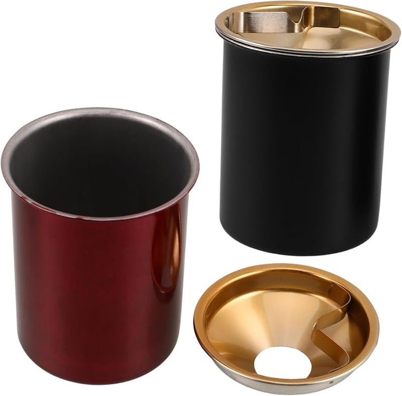 مطفأة سجائر من الفولاذ المقاوم للصدأ مقاومة للرياح مع غطاء للاستخدام في الهواء الطلق والشرفة والمكتب والمنزل وعلى سطح المكتب - Image 1